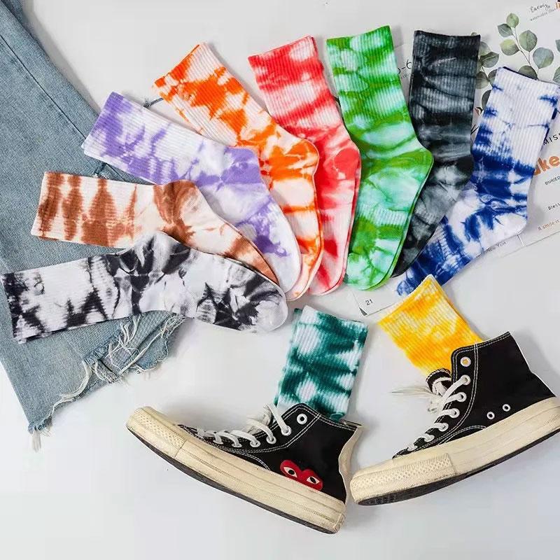 ABIF1 Long Tube Tie Dyed Hook Socks, Explosive Street Wear, Trendy and Fashionable Socks, Unisex Skateboarding, Sports, Leisure, and F
