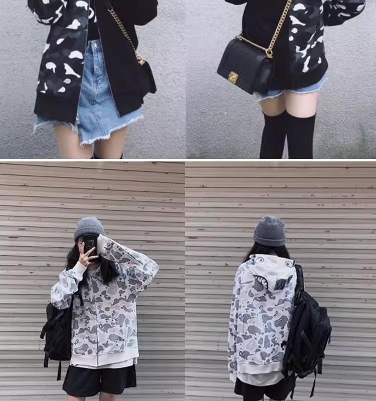 Trendy APE Hooded Sweatshirt - Shark Camouflage Zipper Jacket, Parent-Child Version