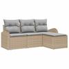 4 Piece Sofa Set with Cushions Beige and Light Grey Poly Rattan