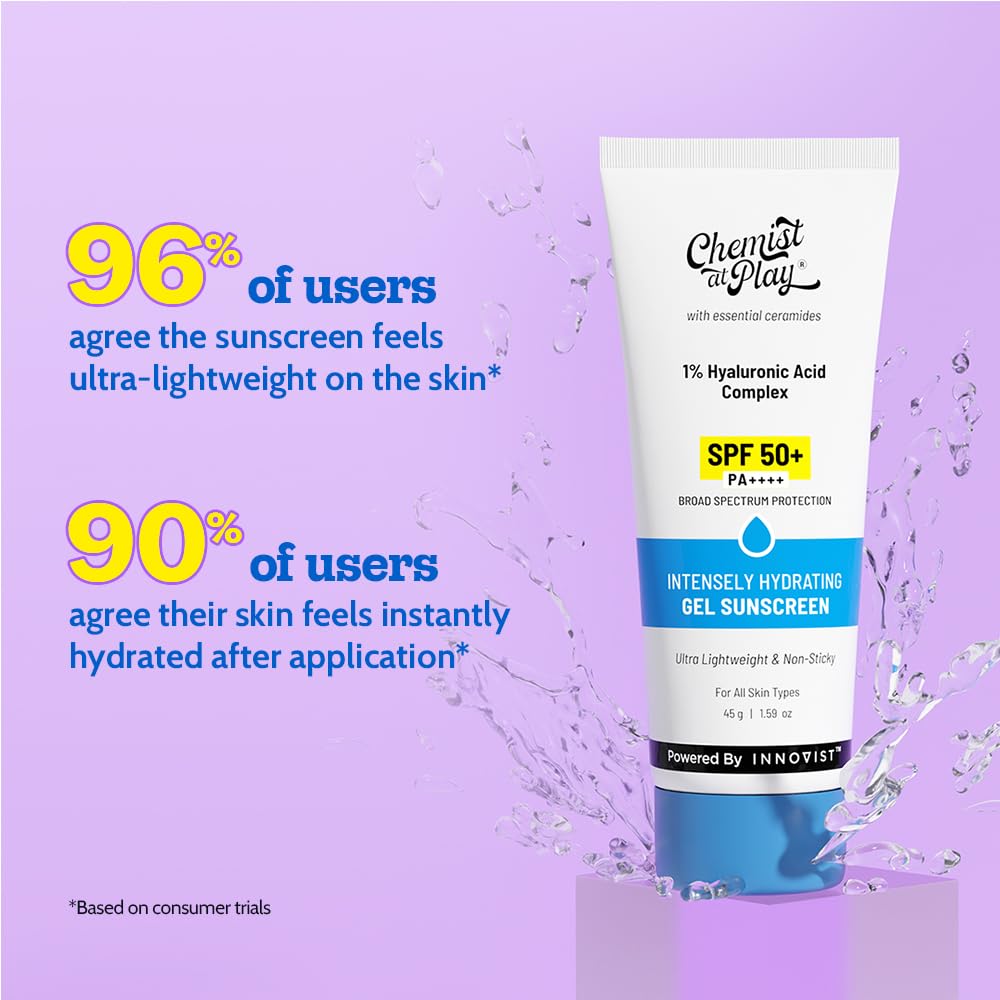 Chemist At Play Intensely Hydrating Gel Sunscreen SPF 50+ PA++++ 45gm Ultra-Lightweight Non-Sticky