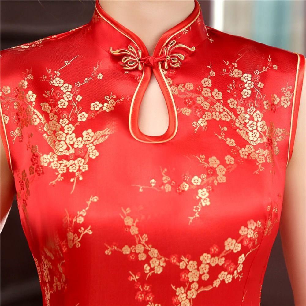 Floral Print Cheongsam Dresses Chinese Style Traditional Clothing Chinese Qipao  Evening Dress