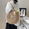 Round Straw Tote Bag Boho Woven Shoulder Bag Fashion Straw Weave Bag  Summer