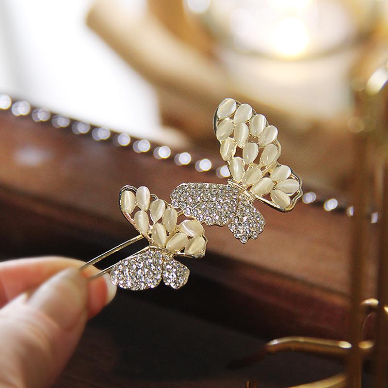 New Fashionable and elegant flower hairpin crystal side spring clip high-end spring clip hair trim clip women's broken hair clip