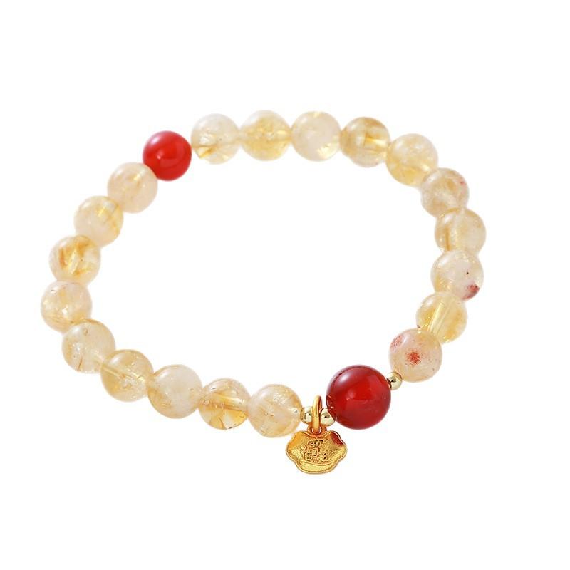 Natural Citrine Bracelet, Agate Crystal Bracelet. Fashion Women Daily Jewelry Lucky Gift