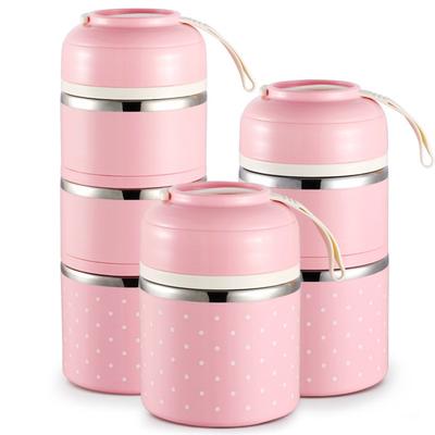 Multilayer Cute Thermal Lunch Box Leak-Proof Stainless Steel Food Container