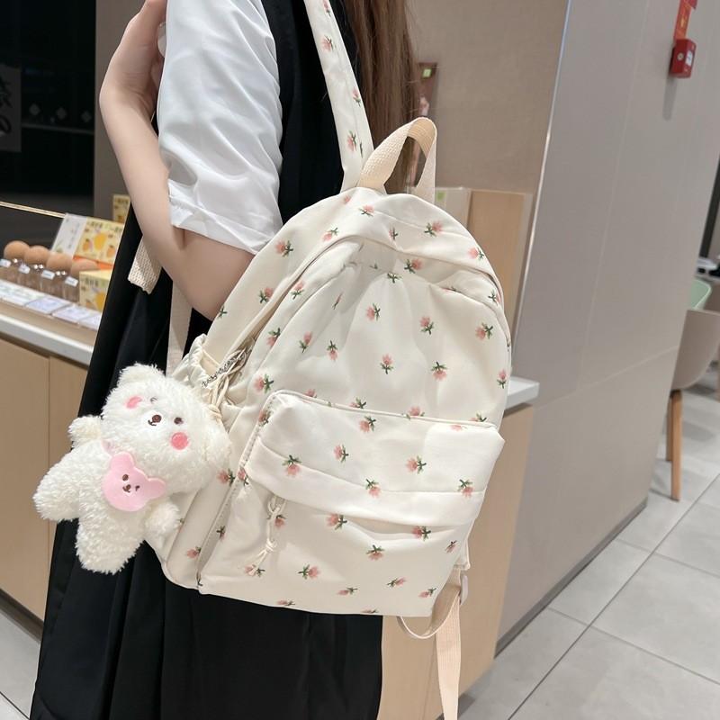 Pattern Simple Flower Student Leisure Backpacks For School And Daily Use
