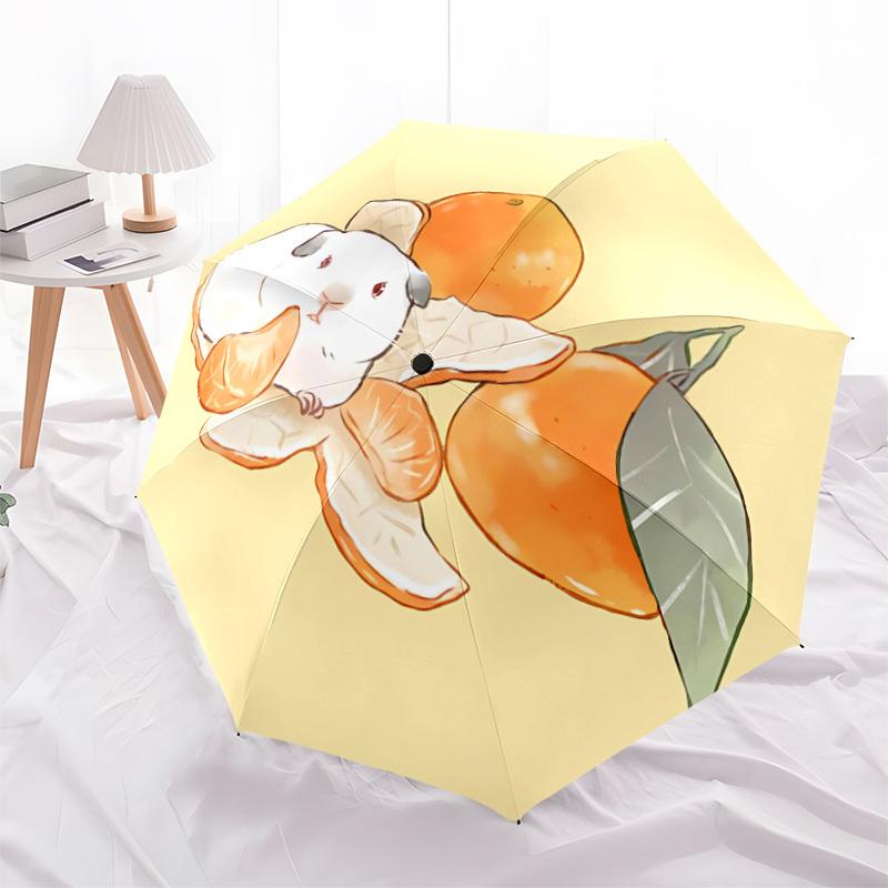 1pc Cute Hamster Mandarin Automatic Folding Umbrella - 8-Rib Durable Iron Frame, Compact Portable for Daily Travel Yy251205035