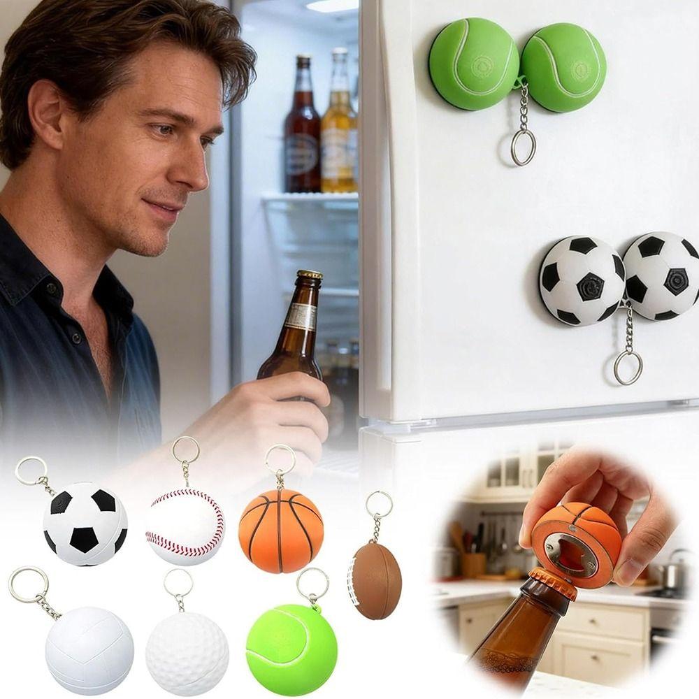 Fan Gift Magnetic Bottle Opener Sports Theme Ball Key Chain Sports Ball Bottle Opener  Sports Party