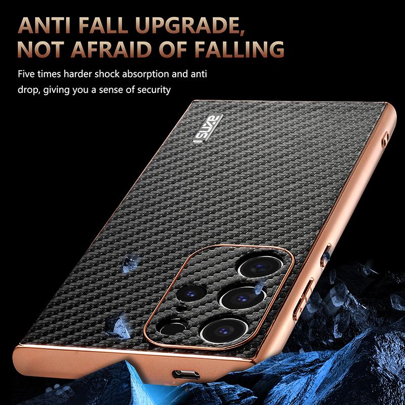 Ηλεκτρολυτική Θήκη Τηλεφώνου με Μοτίβο Ανθρακονήματος Για Samsung Galaxy S23 S24 FE S22 Ultra Plus S21FE A25 A54 A55 5G A14 A15 Καλύμματα