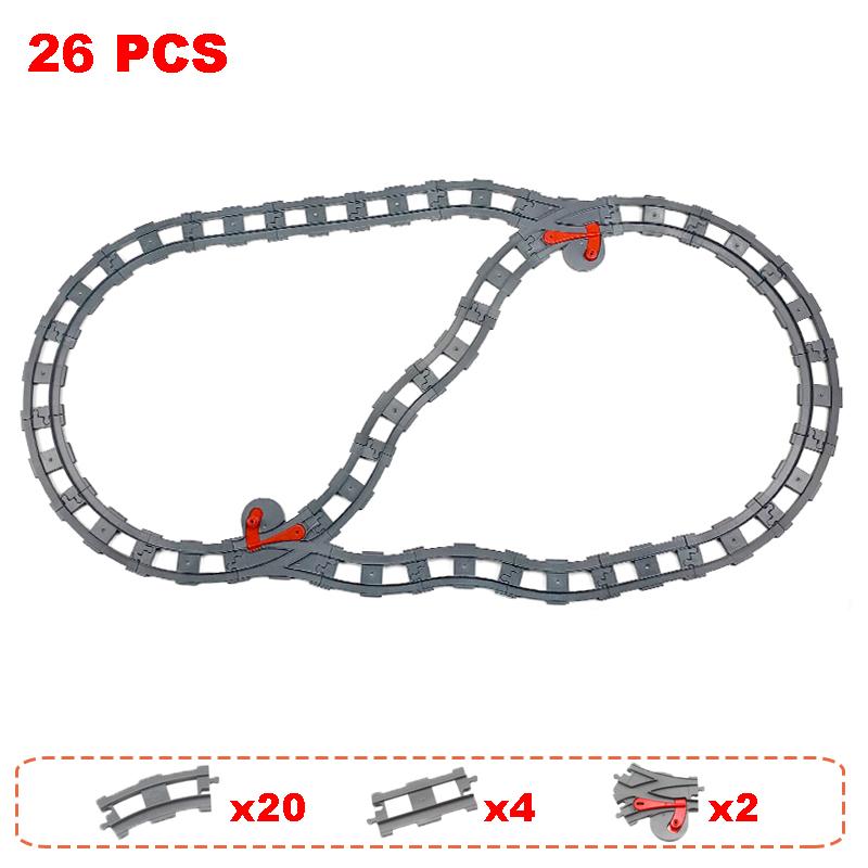 Non-Toxic Rail Transport Big Size Building Blocks Creative Track Accessories Assemble Toys For Children Bricks Compatible City Train Set