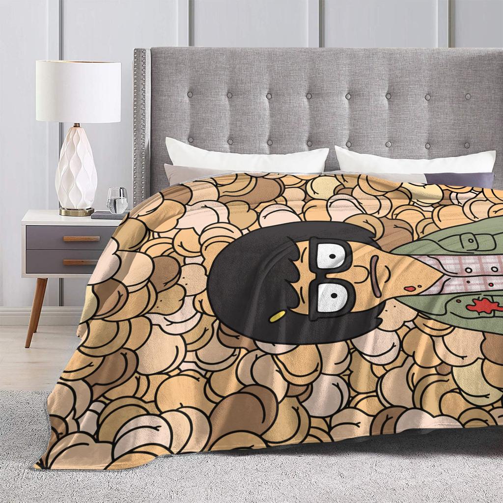 Anime Bobs Funny B-Burgers Blanket Movie Picnic Flannel Bedding Throws For Outdoor Warm Soft Custom DIY Quality Bedspread Gift