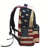 Men's Vintage American Flag Backpack | Durable Polyester | Lightweight, Large Capacity Zippered Compartments & Side Pockets