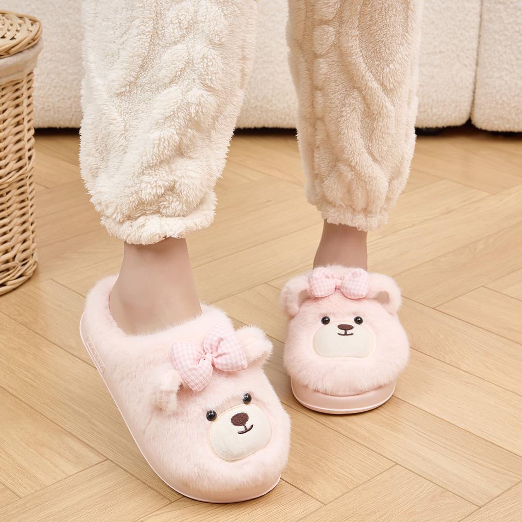 Cartoon Women Home Slippers Plush Warm Thick Bottom Slides Cute Soft Non-slip Slippers Indoor Outdoor Men Casual Slippers