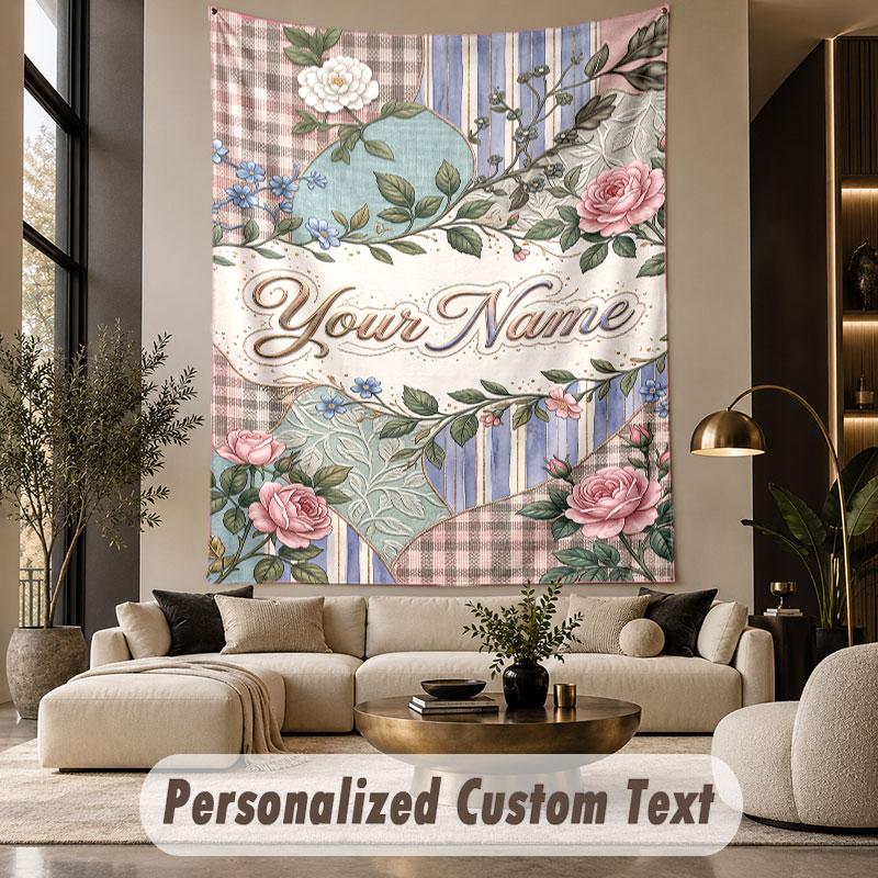 Floral (86) Theme Custom Tapestry Personalized Custom Name Text Wall Hanging Tapestry Home Decor Background Cloth