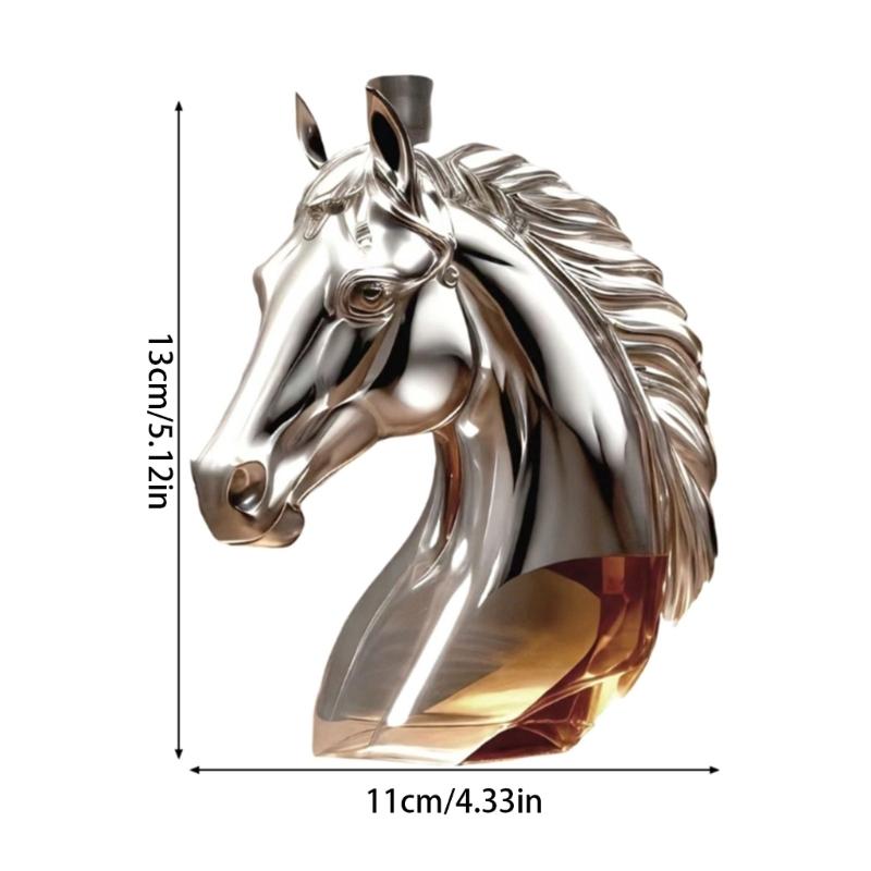 Bottiglia di Vetro a Forma di Testa di Cavallo Decorativa per Whisky Decanter Animale Contenitore per Alcolici Accessori Divertenti da Bevuta