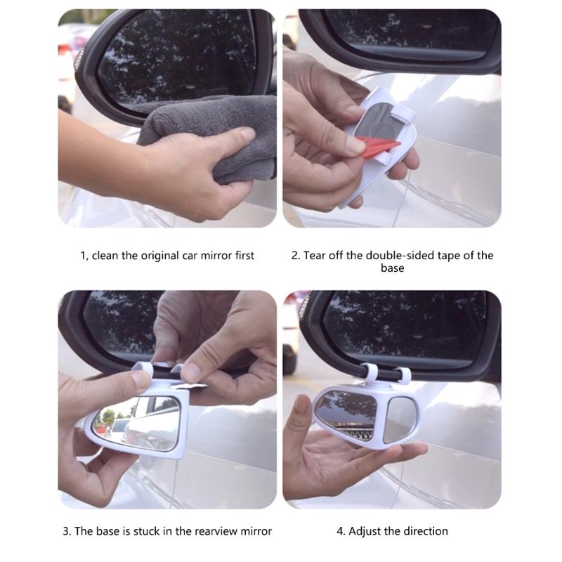 Safe Drive Auxiliary Blind Spots Reflectors Glass 360 Degree Flexible Rotation High Definition Wide Angle Lens for Car