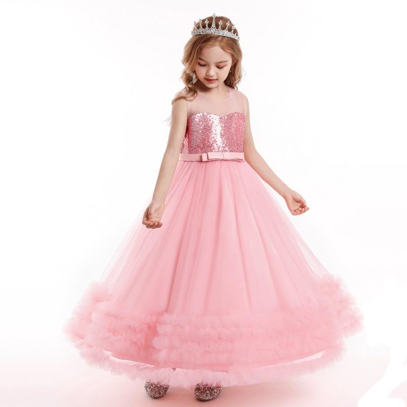 Baby Girls Flower Princess Lace Ball Gown Party Long Dress For Brithday Wedding Teenager Kids Christmas Dresses Children Clothes