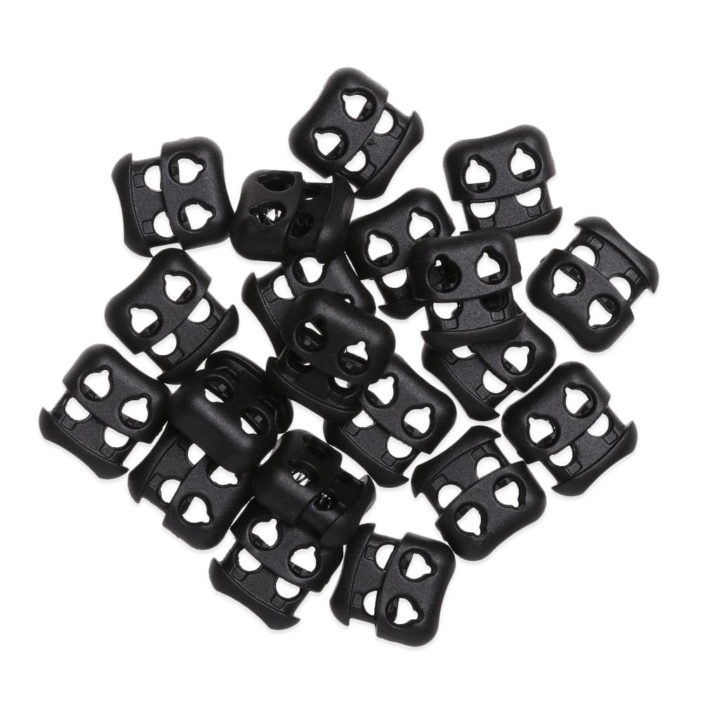 

20Pcs Colorful Plastic Stopper Cord Lock 16*16mm Double Hole Bean Toggle Clip 4mm Apparel Shoelace Buckle Sportswear Accessories