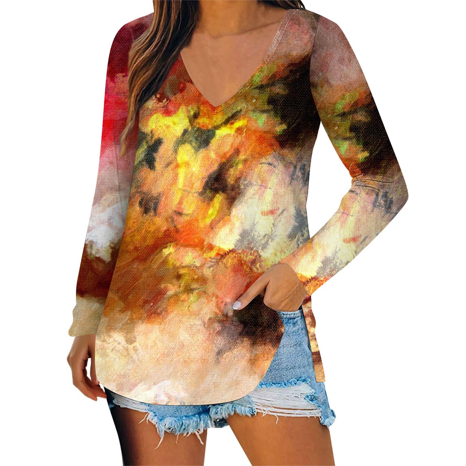 

Топ с V-образным вырезом, 3D-принтом граффити, модные повседневные женские футболки с длинным рукавом 6XL