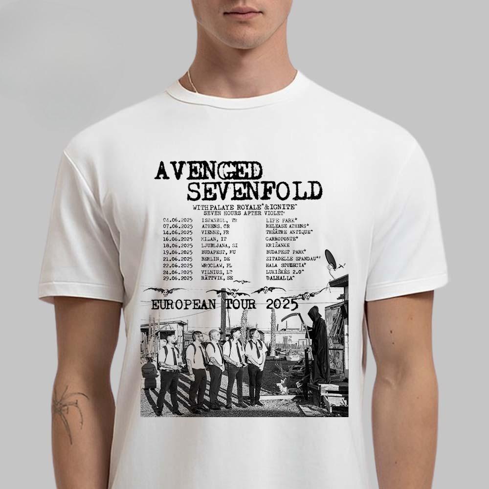 Hot Avenged Sevenfold Chicago 2025 Pop Up Venue Tee At Soldier Field On August 31 2025 The Reaper Two Sided T-Shirt
