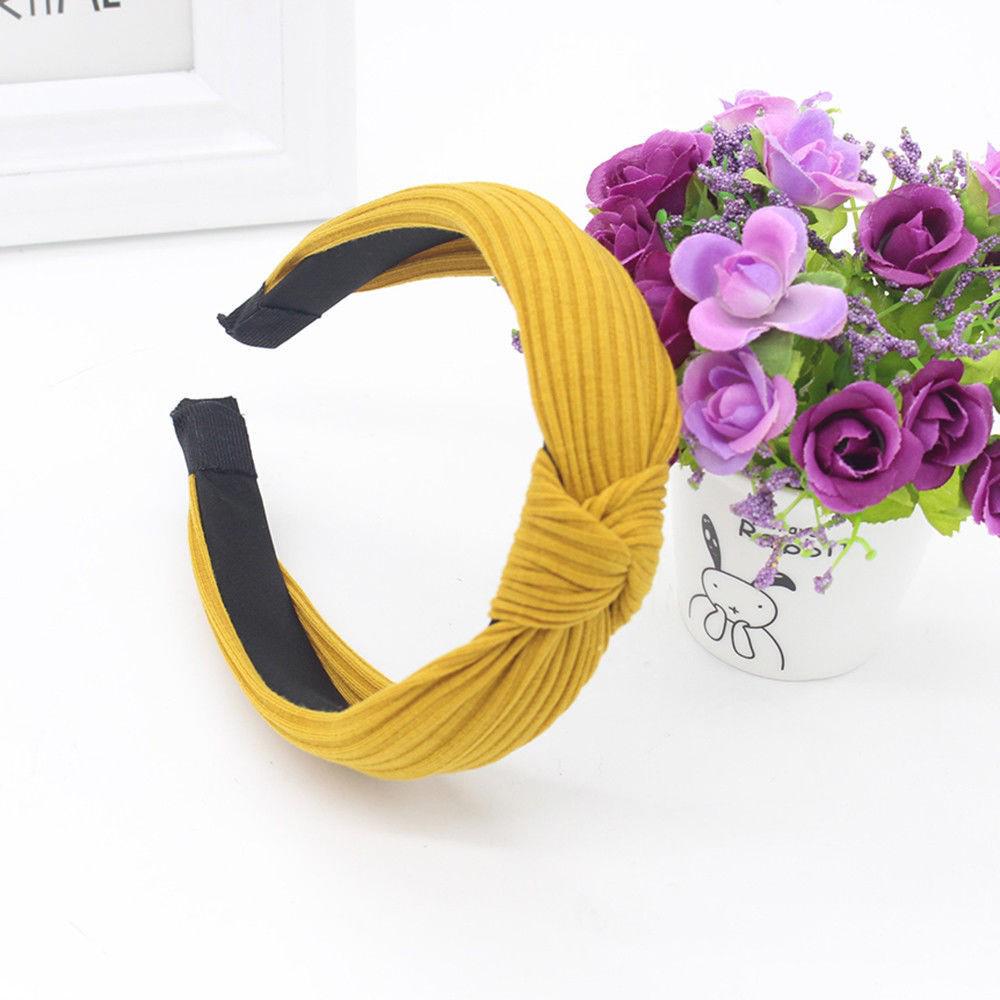 

Women Fashion Headband Hairband Bow Knot Cross Tie Headwrap Hair Band Hoop жовтий