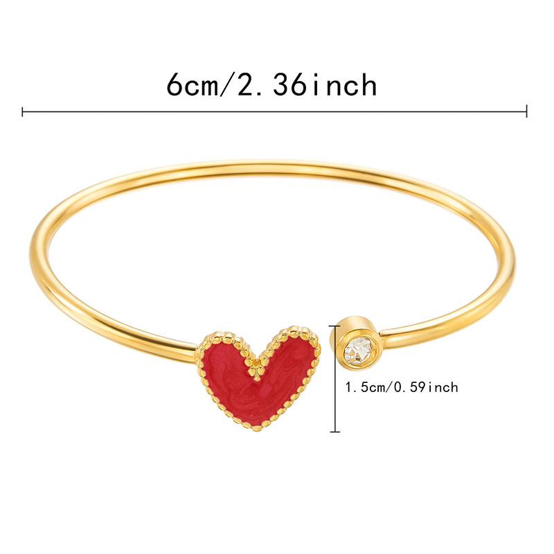Stainless Steel Love Heart Shape Open Bracelet For Women Zircon Exquisite Bangle Jewelry Gift