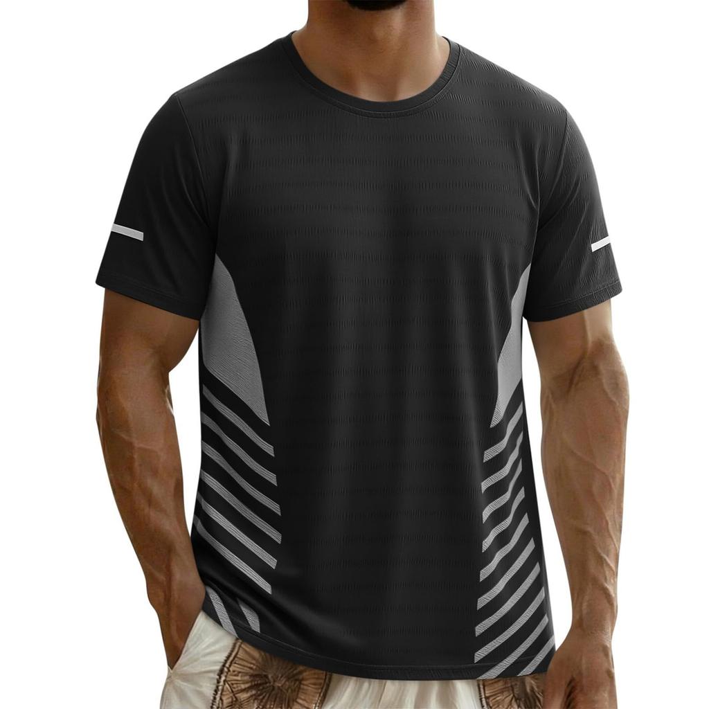 Camiseta de Malla de Seda Helada de Manga Corta para Hombre Secado Rápido Transpirable Ligera Deportiva Gimnasio Entrenamiento Top Cuello Redondo Ajuste