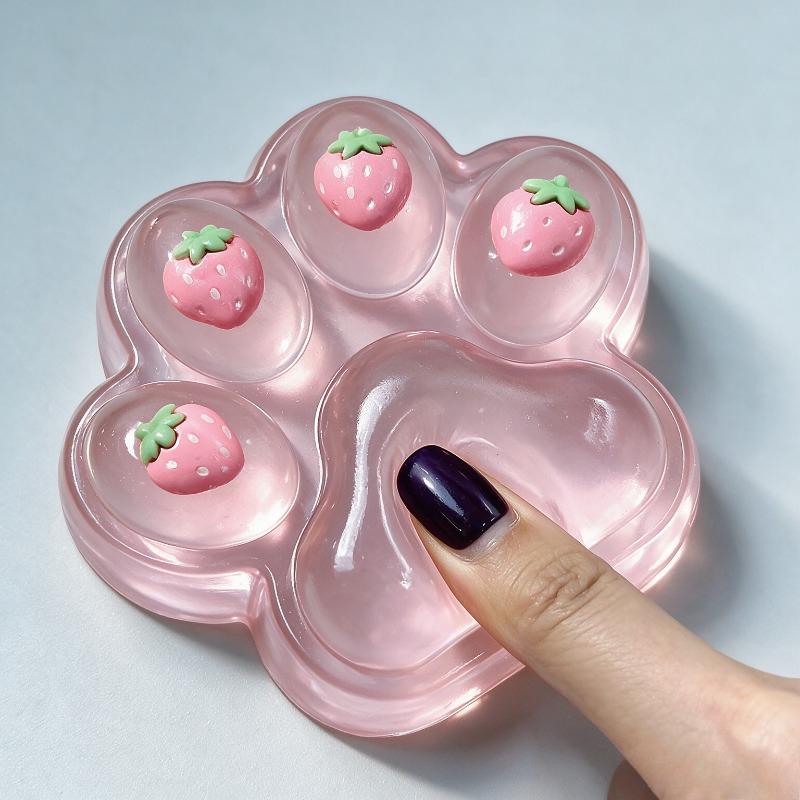 Pink Strawberry Cat Paw Giant Slow Rebound Squishy Toy Cute Decompression Stress Ball Party Favors For Daily Play