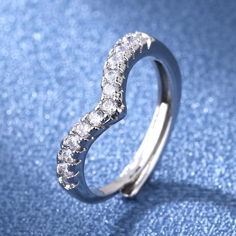 

Elegant V-Shape Diamond-Inlaid Adjustable Women s Ring Adjustable Opening