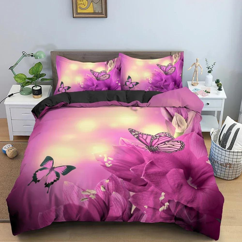 Beautiful Butterfly Comfortable Duvet Quilt Cover Pillowcase Bedding Set Children Bedroom Decoration Home Textile