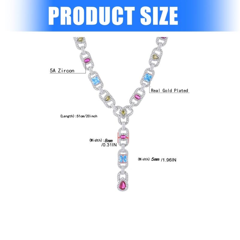 Trendy Geometric Shape Zircon Clavicle Chain Necklace With Hip Hop And Cool Style Design For Daily Parties