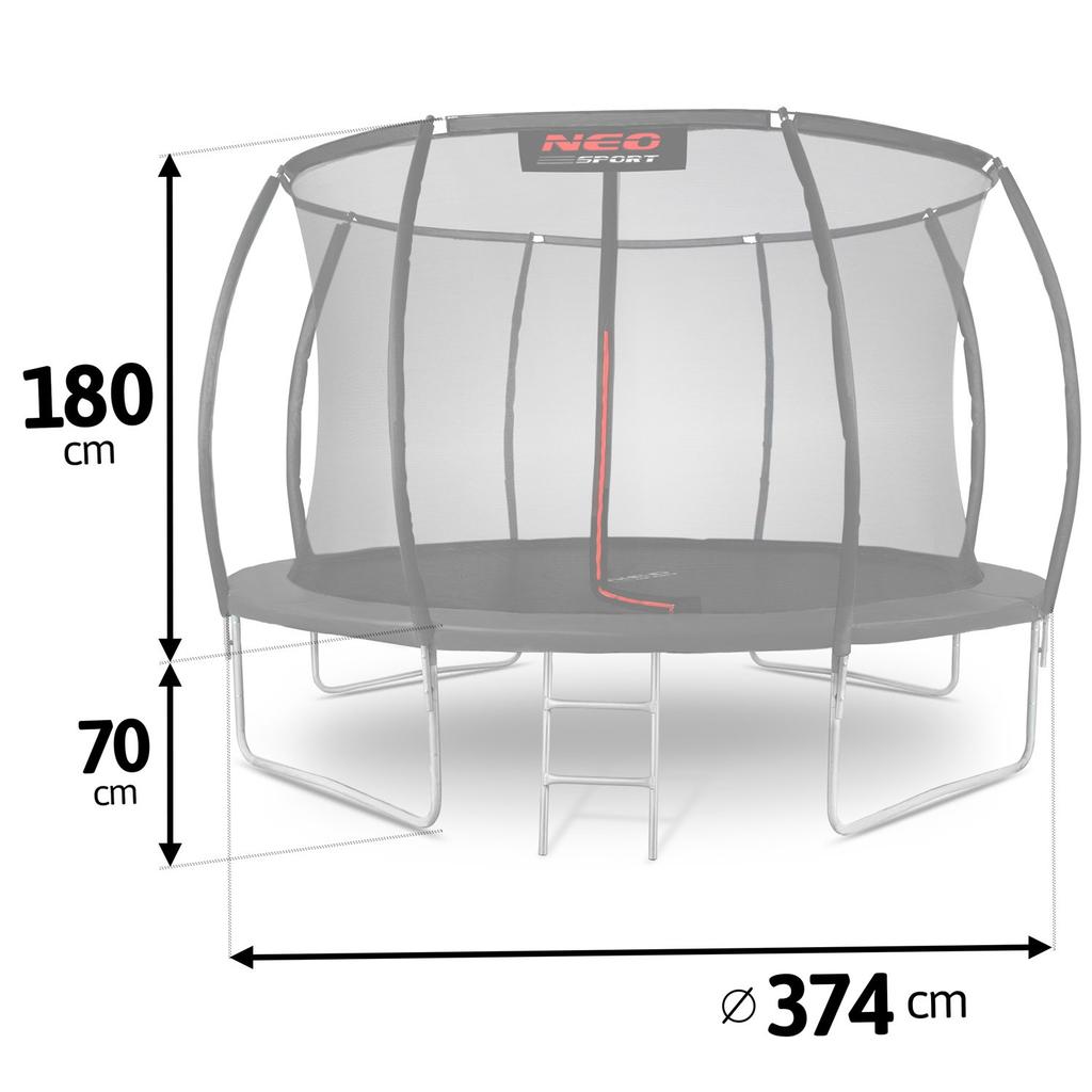Profiled Garden Trampoline 12Ft/374Cm With Internal Net Neo-Sport