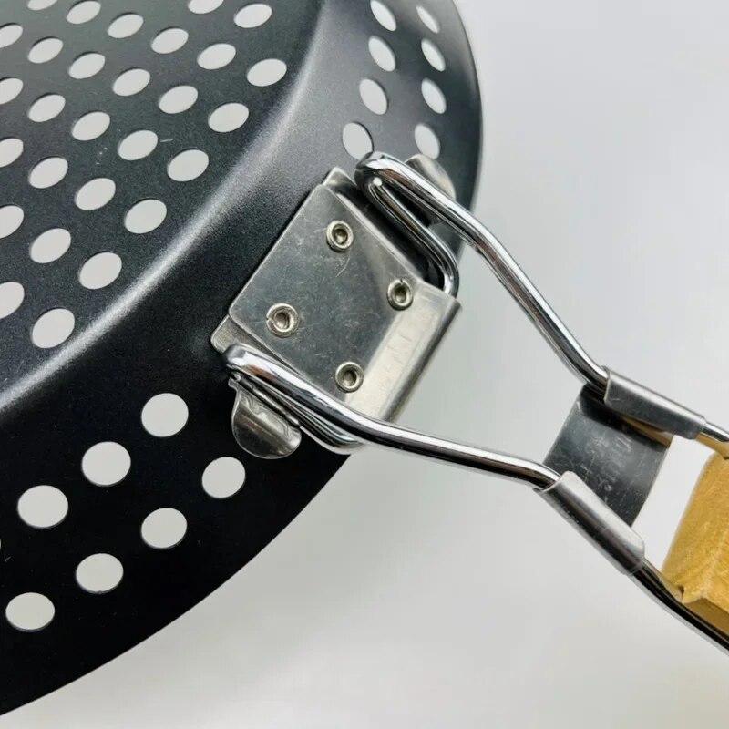 Stor størrelse rustfritt stål Non-stick sammenleggbar BBQ Grillbrett Utendørs Camping Grønnsakspannekake Biffbrett Rund Grillkurv