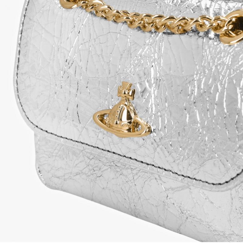 Vivienne Westwood Metallic Crinkle Small Pulse Chain Crossbody 5c01000bw L00a7 Q401