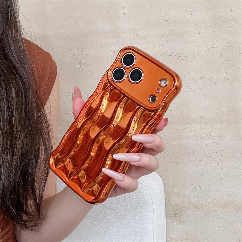 iPhone 17 Pro Max Case - 3D Wave Pattern, Electroplated Soft Shell, Fits iPhone 13, 14, 15, 16