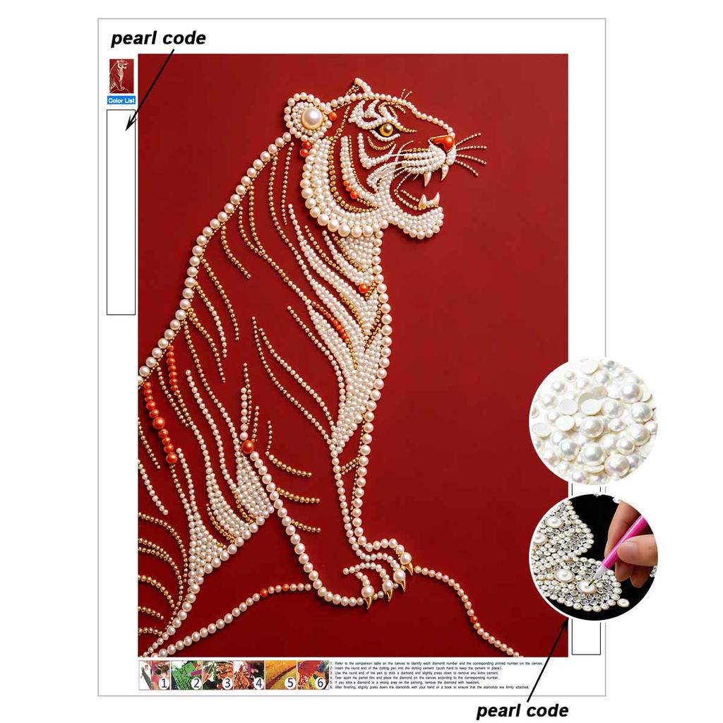 5D DIY Pearl Diamond Painting Kit Majestic Tiger Full Drill Embroidery Mosaic Art Home Wall Decor Gift