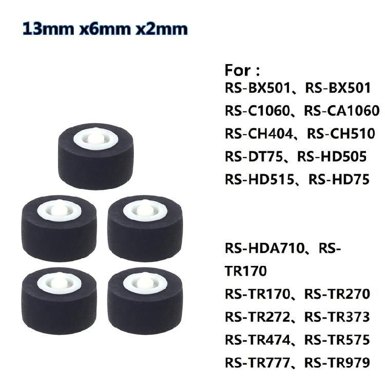 5 Piezas Rodillo de Presión para Grabadora 13x6x2mm Polea de Correa de Cinta para RS-CH770 RS-BX501
