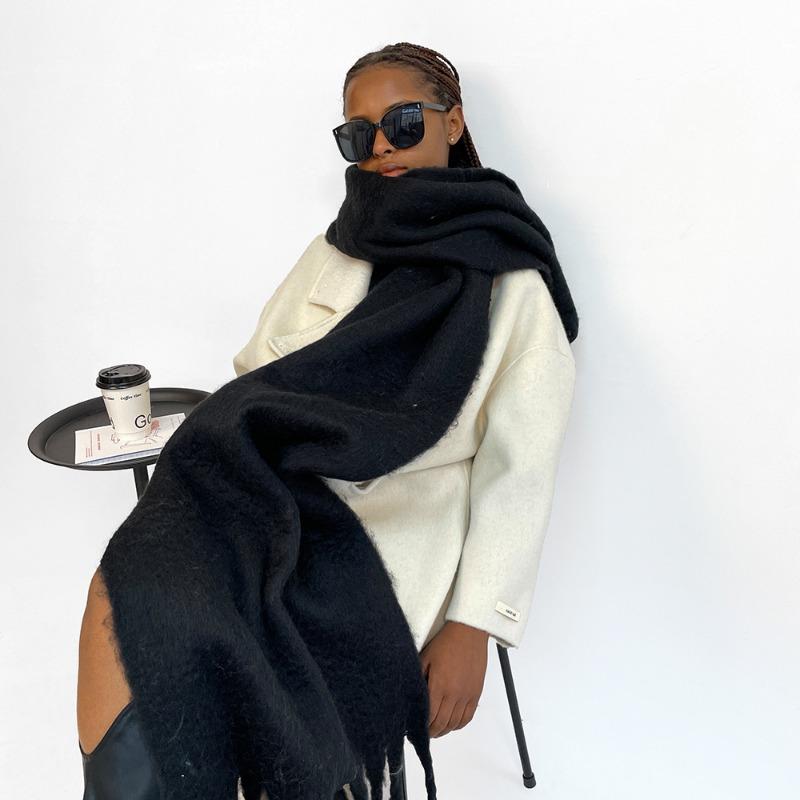 New mohair scarf vacuum packaging women's solid color scarf warm shawl
