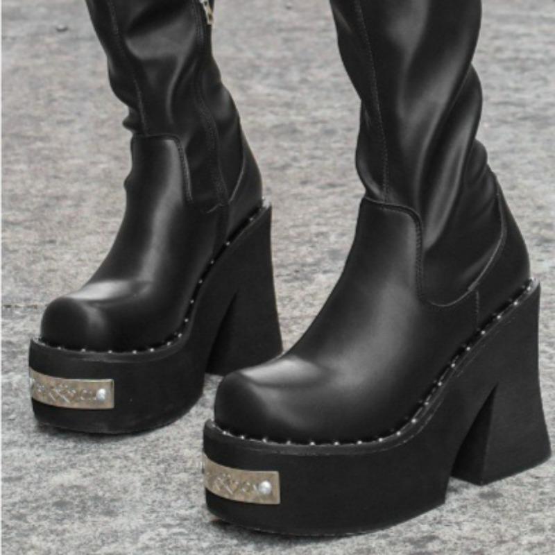 Fashion Women's Fashion Platform High Heels Boots Women's  Heightening Locomotive Boots Punk Style High Quality Knight Boots Botas Mujer