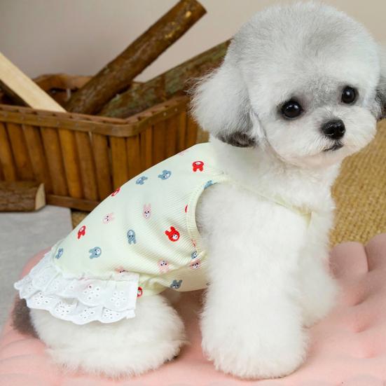 Cute Small Dog Dress Lace Ruffle Trim Girl Dog Tutu Dress Soft Breathable Puppy Vest Summer Pet Outfits for Small Dogs Cats