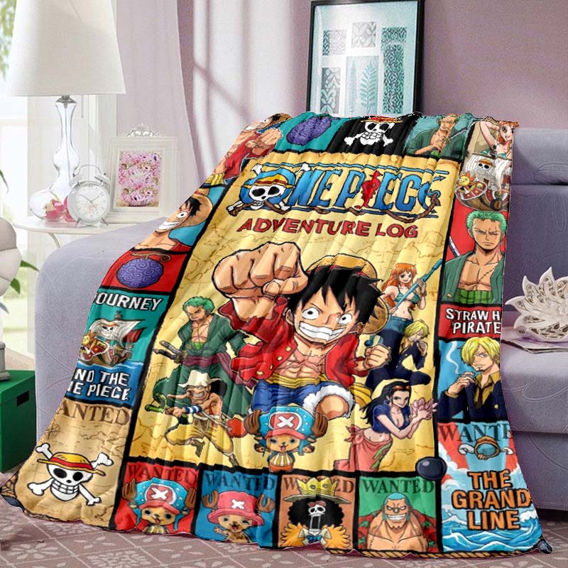 

One Piece Anime Print Blanket Warm Comfortable Flannel Blanket for Bedrooms, Sofas, Beds, Chairs, Picnics, Travel -LXR39 75x90cm