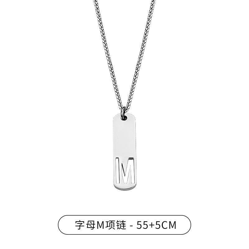 HNSP 316L Stainless Steel Initial Pendant Chain Necklace For Men Letter Tags  Accessories