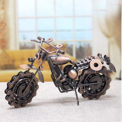

21cm Metal Vintage Motorcycle Model Retro Motor Figurine Iron Motorbike Prop Handmade Home Office Decor Gift Display Collectible бронзовый