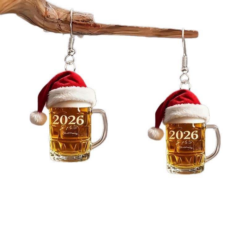 Festive Wine Glass Acrylic Earrings: Christmas & Valentine's Day Decorations