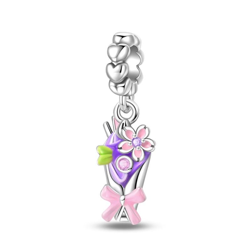 

Original Charms Copper Cherry Blossom Dessert Pendant Fruit Snack Beads Fit Bracelet Women Jewelry Making Diy Gift