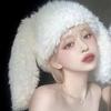 Y2K Rabbit Ears Plush Hats Cute Girls Winter Beanie Pullover Cap Women Lolita Thickened Warm Funny Party Pography Fleece Hats