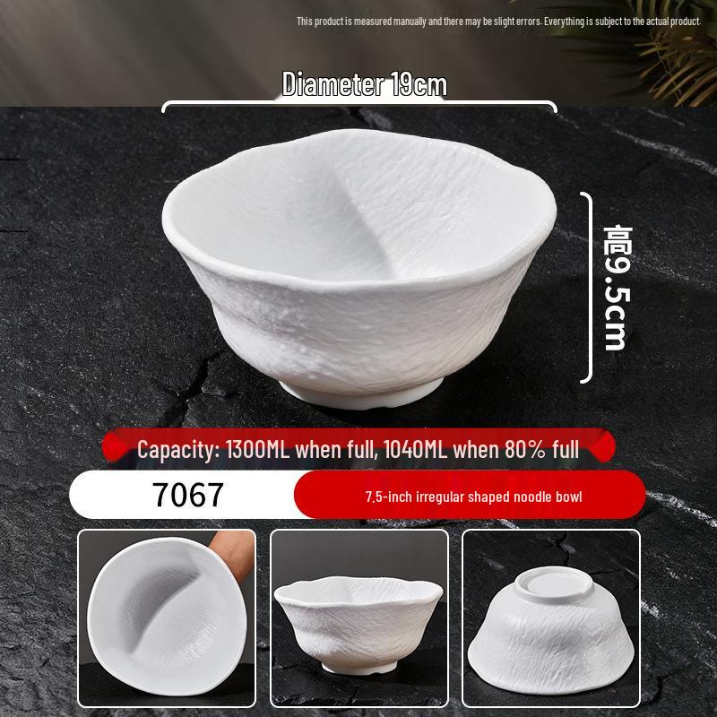 Melamine White Large Noodle Bowl - Imitation Porcelain for Ramen, Mala Tang, and Luosifen