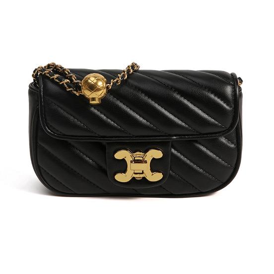 

Новая сумка-мессенджер на одно плечо с ромбовидной цепочкой, нишевая, с высокой текстурой, универсальная женская сумка чёрный