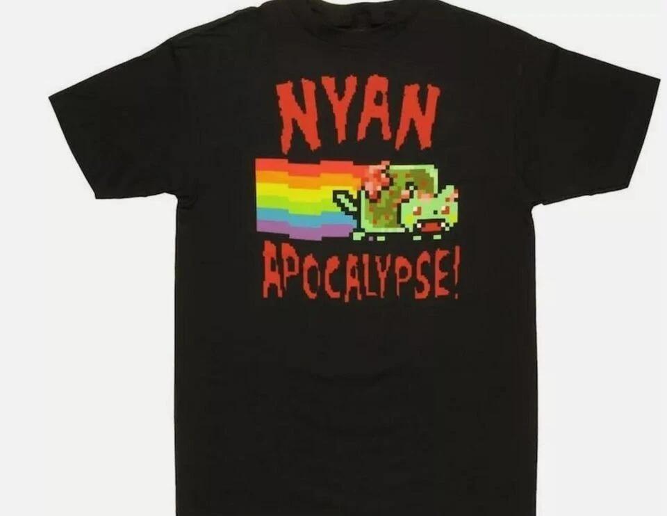 

Nyan Cat Apocalypse T-Shirt Funny Meme Retro Graphic Black Shirt S-3XL Q3123 L