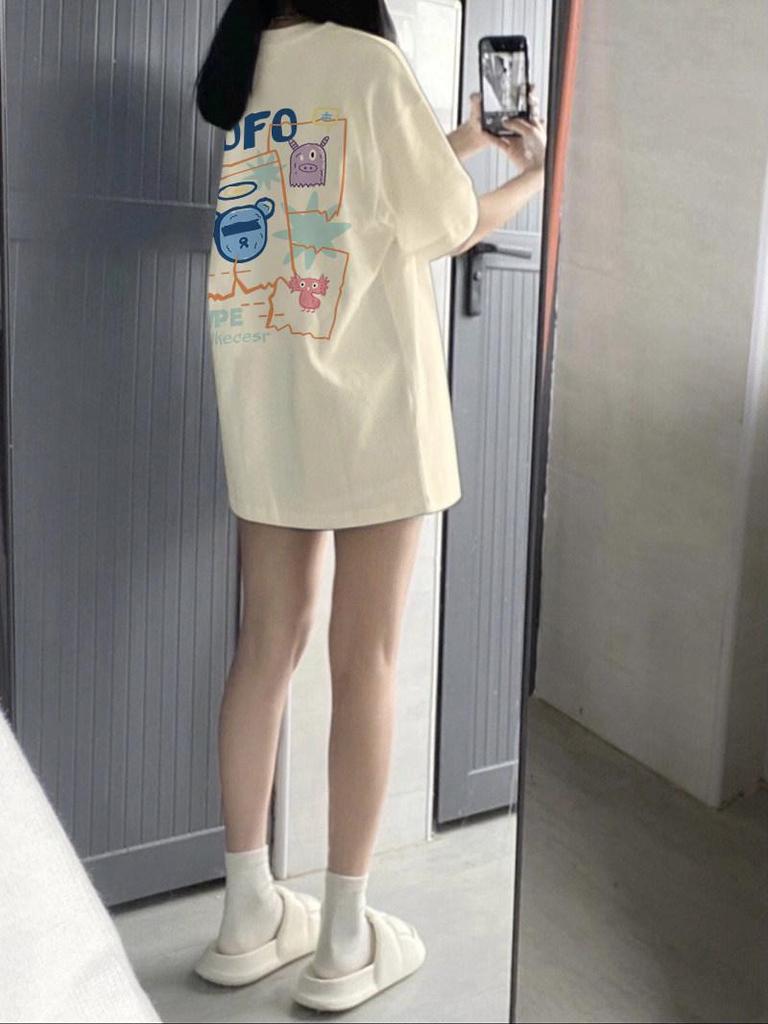 American Retro Plus Size Women's Loose Cotton T-Shirt - Short Sleeve, Petite Fit, Summer Style